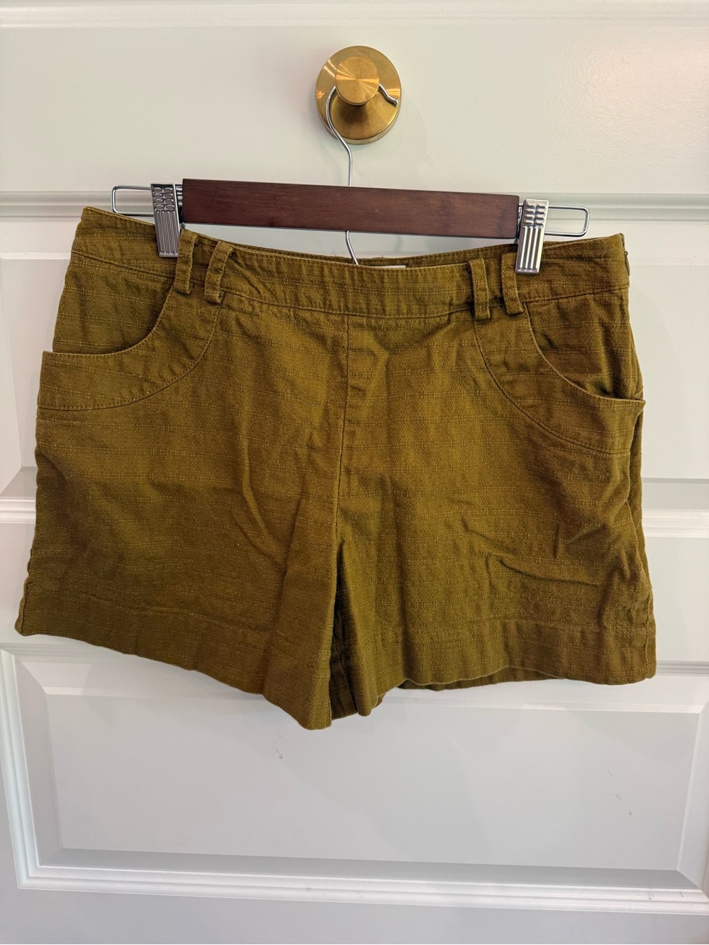 Elevenses Anthropologie Mustard Slub Shorts Cottagecore Earthy Goblincore 4